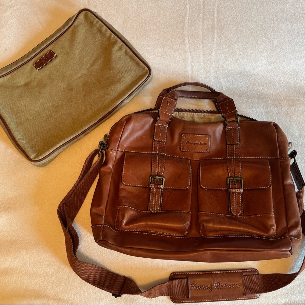 Tommy Bahama Leather Messenger Bag/Briefcase